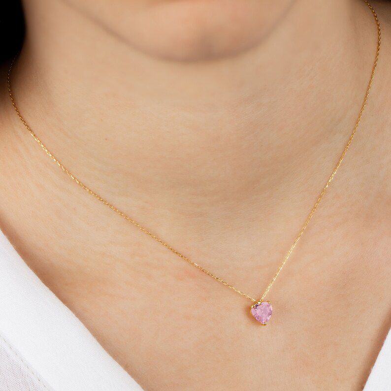 Pink Diamond Heart Necklace