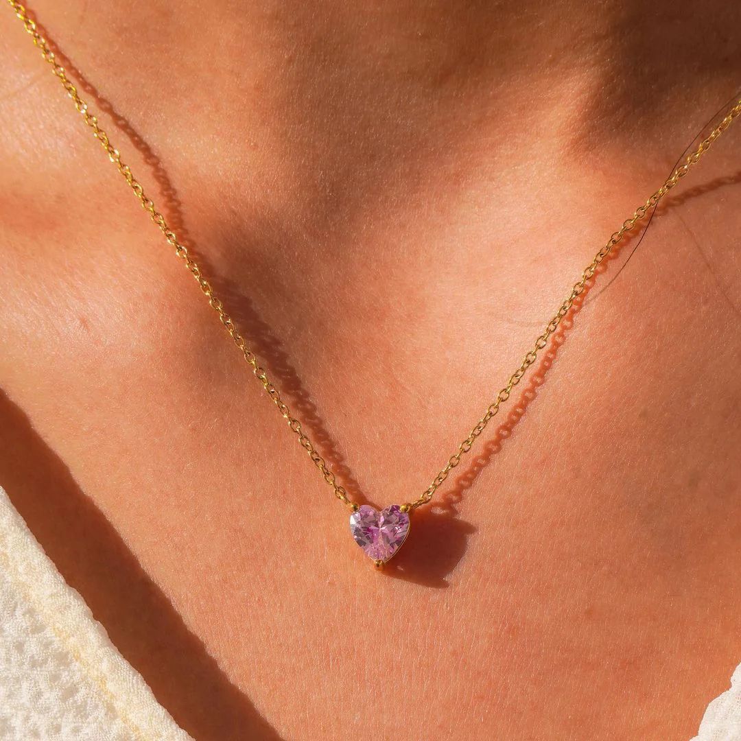 Pink Diamond Heart Necklace