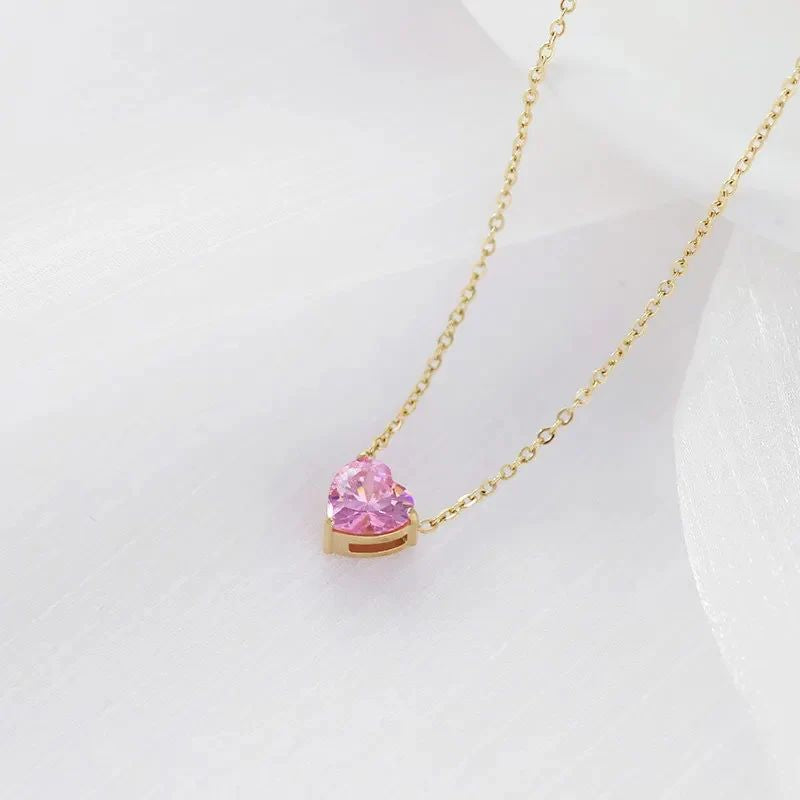 Pink Diamond Heart Necklace