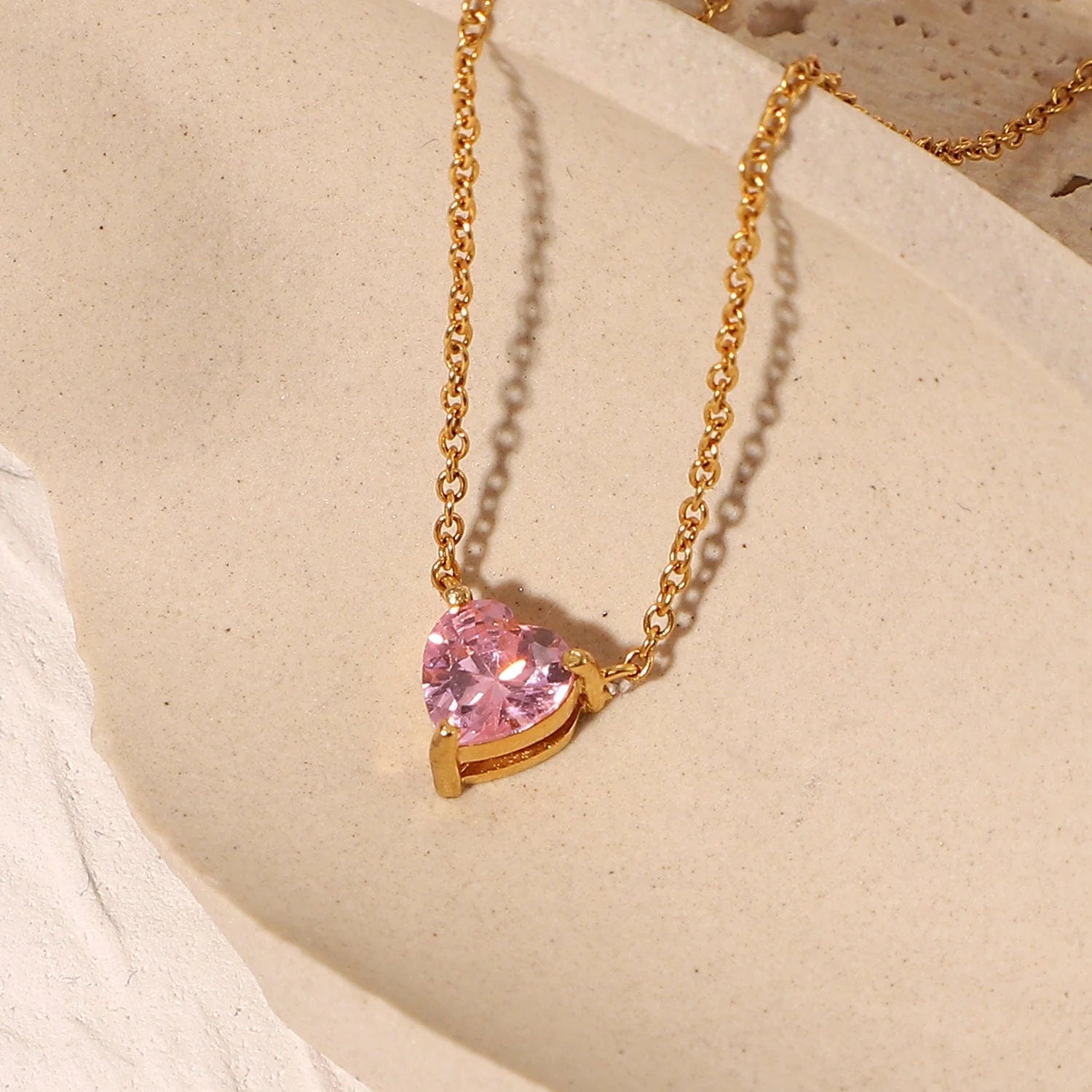 Pink Diamond Heart Necklace