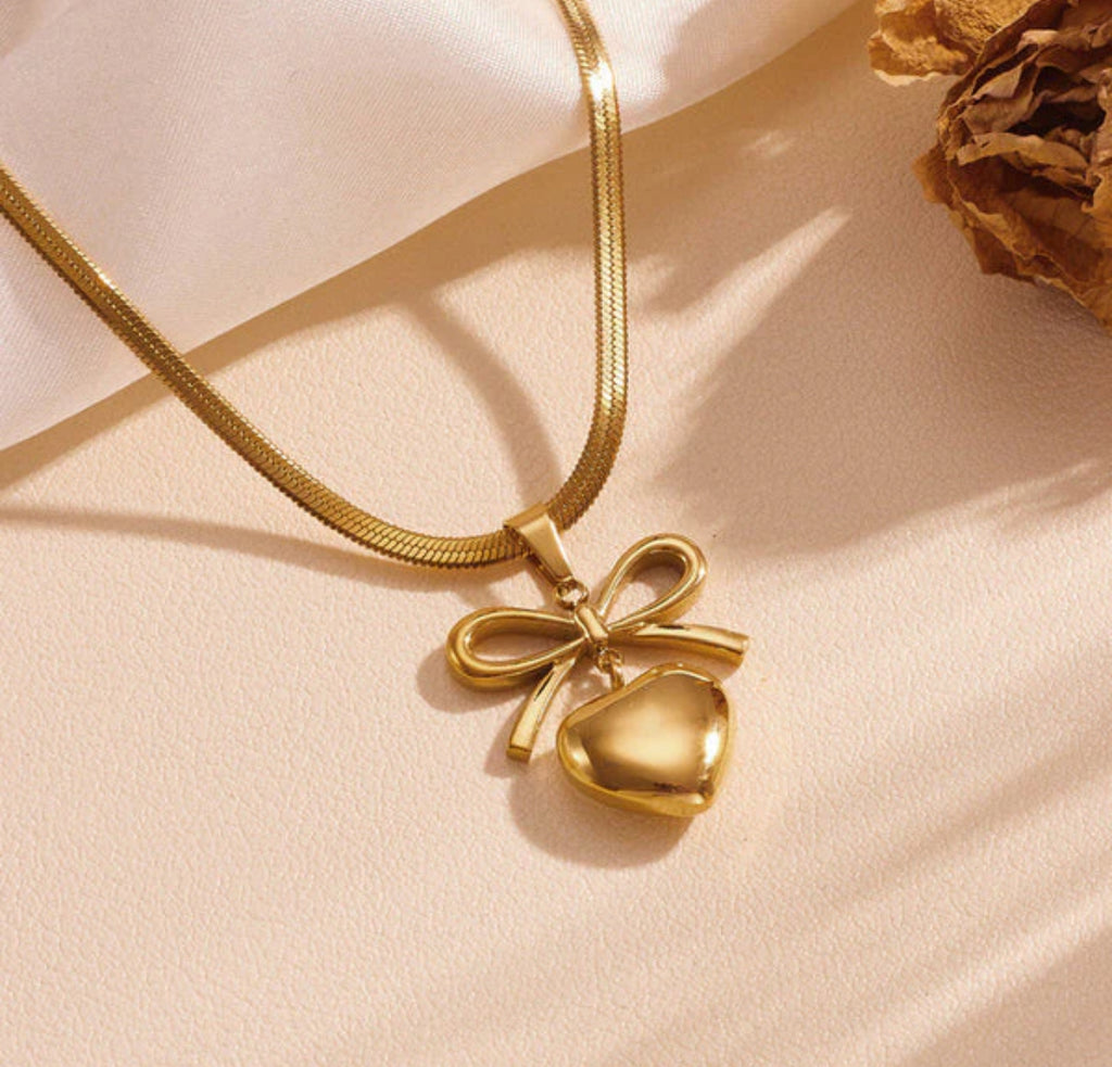Bow Heart Necklace